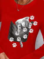 Kadın Uzun Kollu Bisiklet Yaka Desenli Viskon Bluz - Görsel 2