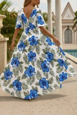 Kadın Kısa Kollu V Yakalı Desenli Süprem Elbise - Görsel 2