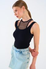 İçi Dantelli Kaşkorse Atlet - SİYAH - Görsel 2