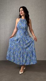 Kadın Omuzlardan Açık Boyundan Geçmeli Desenli Süprem Bluz - Görsel 2