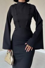 Siyah Tek Kollu Elbise - Görsel 3