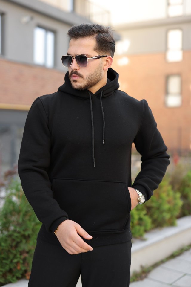 3f648007c3559c0a61b6060d40646b11 Erkek Kapüşonlu Üç İplik Şardonlu Hoodie - Görsel 1