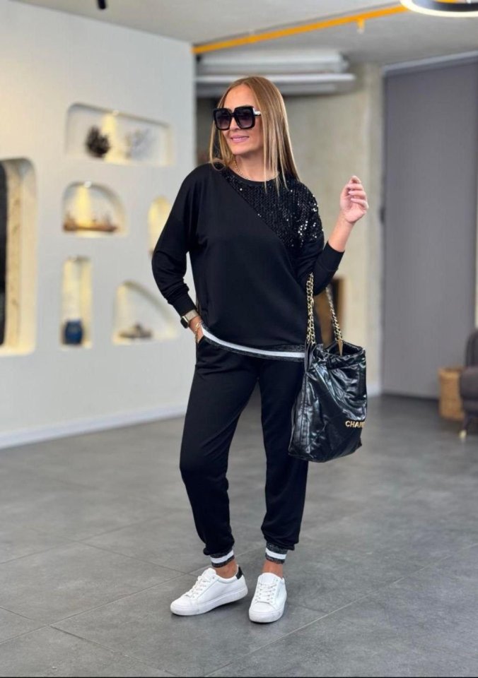 3f6ada395197b55c27d5b705e804ba4b Kadın Modal Kumaş Payetli Sim Ve Ribanalı Detay Ikili Takım - Görsel 1