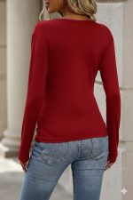 Kadın Uzun Kollu Kruvaze Yaka Yanlardan Büzgülü Viskon Bluz - Görsel 3