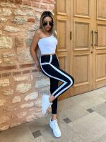 Kadın Yan çift şerit Detaylı Toparlayıcı Egzersiz Dalgıç Tayt - Görsel 2