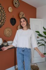 Beyaz Püskül Detaylı Bluz - Görsel 3