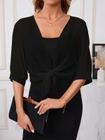 Kadın Truvakar Kol önden Bağlamalı Kısa şifon Bolero Ceket