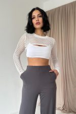 Füme Pensli Lastik Detaylı Pantolon - Görsel 2