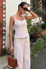 Kalın Askılı Bluz Pantolon Keten Takım 10187 - Görsel 2