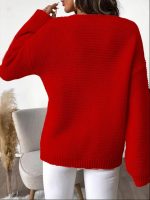 Kadın Uzun Kollu V Yakalı Düğmeli Triko Bluz - Görsel 3