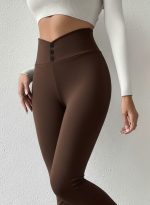 Kadın Yüksek Bel önden Düğmeli Dalgıç Tayt - Görsel 2