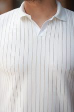 Erkek Yakalı çizgi Desenli Kısa Kollu Tişört - Görsel 3