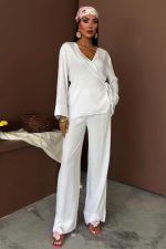 Kruvaze Model Klasik Pantolonlu Çupra Keten Takım 10191 - Görsel 2