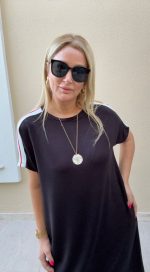 Kadın Kısa Kollu şerit Detay Midi Boy Elbise - Görsel 2