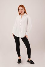 İnce Çizgi Detaylı Beyaz Gömlek - Görsel 2