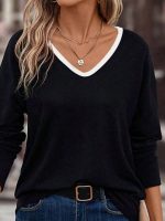 Kadın Uzun Kollu V Yakalı Viskon Iki Iplik Bluz - Görsel 2