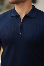 Erkek Fermuar Yakalı Kısa Kollu Tişört - Görsel 3