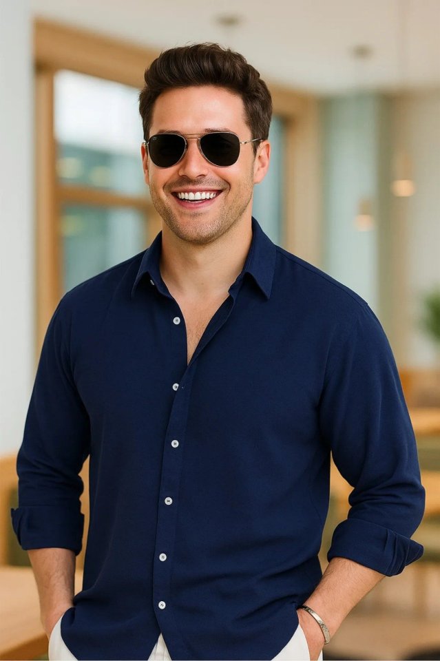 47e68b24c5c7e29edc5118d0bad96c9d Erkek Uzun Kollu Regular Sofya Keten Gömlek - Görsel 1