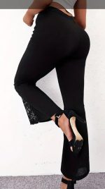 Kadın Yüksek Bel Kalpli Kemer Dantel Detaylı Dalgıç Pantolon - Görsel 2