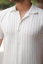 Erkek Kısa Kollu çizgili Gömlek - Görsel 3