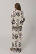 Desenli Kolları Volanlı Pantolon Takım - Antrasit - Görsel 3