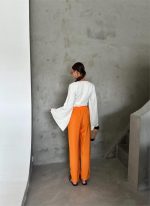 BEL LASTİK DETAYLI MODAL KUMAŞ PANTOLON - Orange - Görsel 2