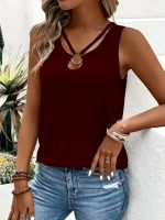 Kadın Askılı Yaka şerit Halka Detaylı Viskon Bluz - Görsel 3