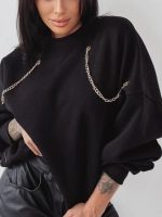 Kadın Uzun Kollu Zincir Detay Iki Iplik Bluz - Görsel 3