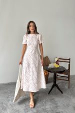 Pembe Dijital Baskılı Atlas Elbise - Görsel 2