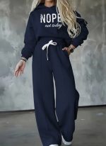 Kadın Uzun Kollu Nope Baskılı Beli Ribanalı Ikili Takım - Görsel 2