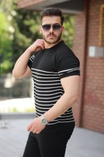 Erkek çizgi Desenli Bisiklet Yaka Kısa Kollu T-sihrt - Görsel 2