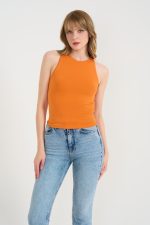 Örme Bisiklet Yaka Atlet - Oranj - Görsel 2