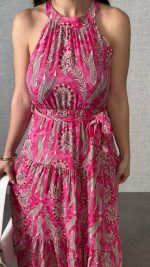 Kadın Omuzlardan Açık Boyundan Geçmeli Desenli Süprem Bluz - Görsel 3