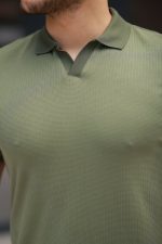 Erkek Yakalı Waffle Dokulu Kısa Kollu Tişört - Görsel 3