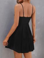 Kadın Ip Askılı Kruvaze Yakalı Kiloş Ithal Krep Elbise - Görsel 3