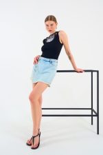 İçi Baskılı Halter Yaka Kaşkorse Atlet - Siyah - Görsel 3