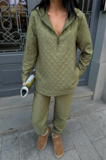 KAPİTONE KAPİŞONLU EŞOFMAN TAKIM - Haki - Görsel 3