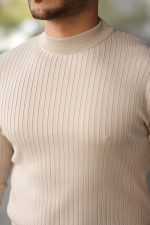 Erkek Yarım Balıkçı Yaka Fitilli Triko - Görsel 3