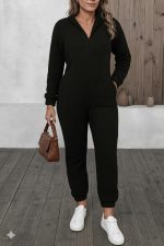 Kadın Uzun Kollu Kapüşonlu Tavşan Kulak Detaylı Peluş Tulum - Görsel 3