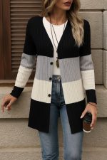 Kadın Uzun Kollu çok Renkli önden Düğmeli Uzun Ceket - Görsel 3