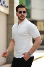 Erkek Fermuarlı Yakalı Kısa Kollu Tshirt - Görsel 2