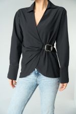 Kemerli Gömlek - Siyah - Görsel 3