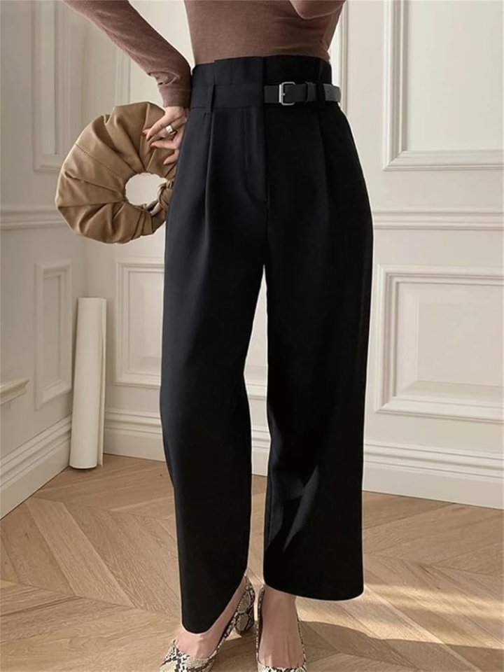 5425380fa6545fcdd78eb46c12064f3d Kadın Yan Deri Kemerli şık Havuç Pantolun - Görsel 1