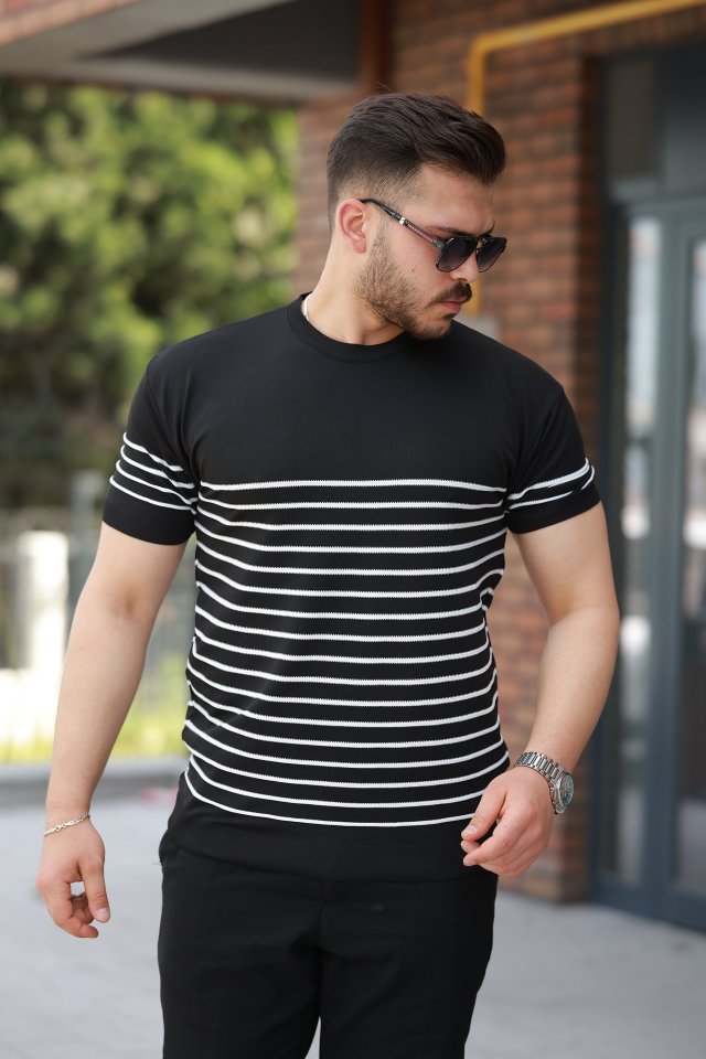 543c68aa4b5acf6afb190b94595940c3 Erkek çizgi Desenli Bisiklet Yaka Kısa Kollu T-sihrt - Görsel 1