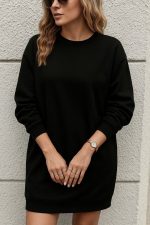 Kadın Uzun Kollu Bisiklet Yaka Iki Iplik Elbise - Görsel 2