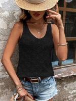 Kadın Baklava Desen Detaylı Kalın Askılı Triko Bluz - Görsel 3