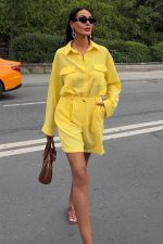 Gömlek Ve Şort Flamlı Keten Takım 10130