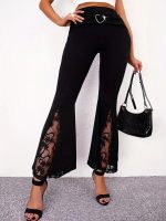 Kadın Yüksek Bel Kalpli Kemer Dantel Detaylı Dalgıç Pantolon