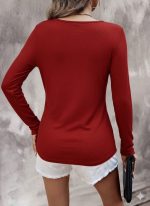 Kadın Uzun Kollu V Yakalı Kaşkorse Bluz - Görsel 3