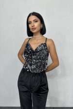 Gümüş Askılı Degaje Bluz